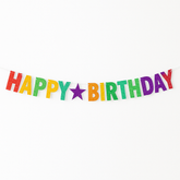 Prismatic Rainbow "Happy Birthday" Letter Banner